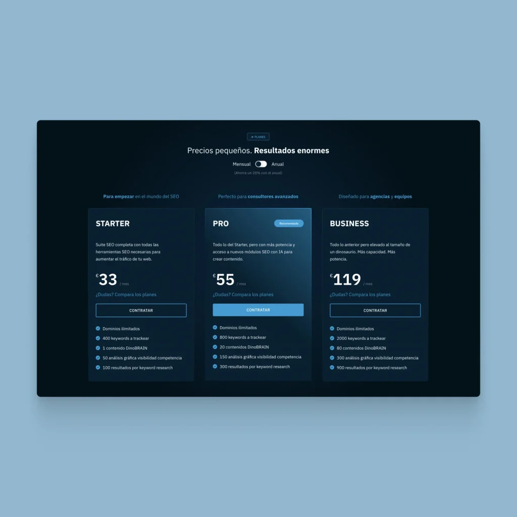 Pricing DinoRANK Web SEO